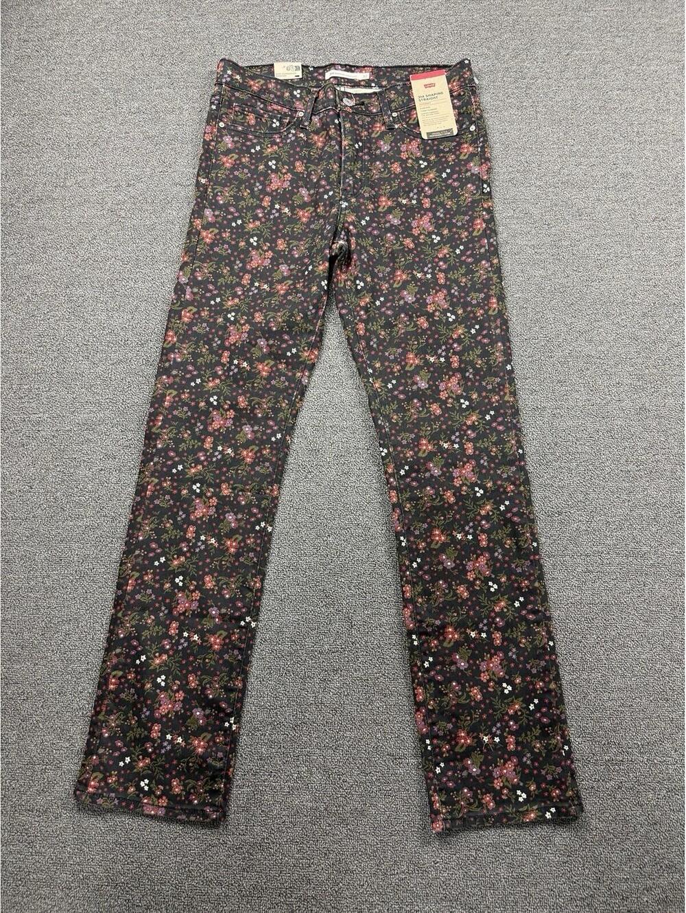 Levis 314 Shaping Straight Jeans 30x31 Floral Print Mid Rise Cottagecore NWT